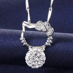 *NEW 925 Sterling Silver Hello Kitty Ball Necklace